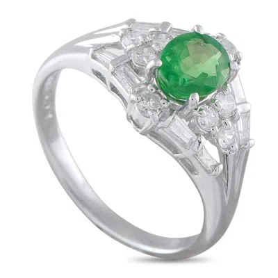 Lb Exclusive Platinum 0.54 Ct Diamond And 0.97 Ct Tsavorite Ring Mf40-101725 In Metallic