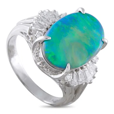 Lb Exclusive Platinum 0.54ct Diamond And Black Opal Ring Mf22-031726 In Metallic