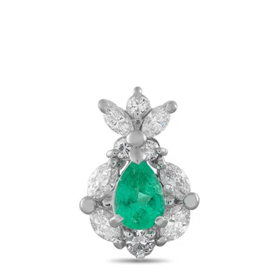 Lb Exclusive Platinum 0.54ct Diamond And Emerald Pendant Mf24-010226 In Silver