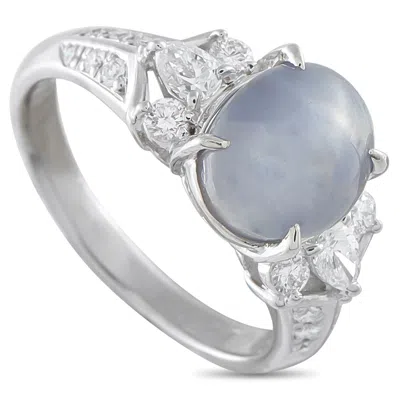 Lb Exclusive Platinum 0.54ct Diamond And Sapphire Ring Mf31-110425 In Metallic