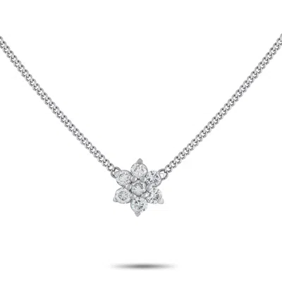 Lb Exclusive Platinum 0.54ct Diamond Pendant Necklace Mf20-010626 In Silver