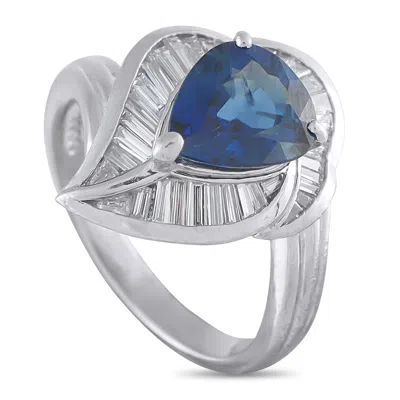 Lb Exclusive Platinum 0.55 Ct Diamond And 2.22 Ct Sapphire Ring Mf19-101625 In Blue