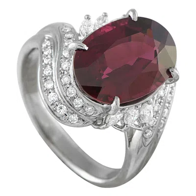Pre-owned Lb Exclusive Platinum 0.55ct Diamond And Garnet Ring Mf03-110625 In Multi