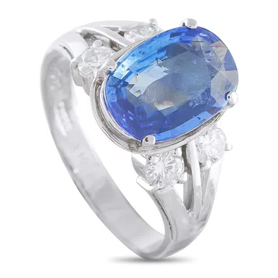 Lb Exclusive Platinum 0.55ct Diamond And Sapphire Ring Mf30-052126 In Multi