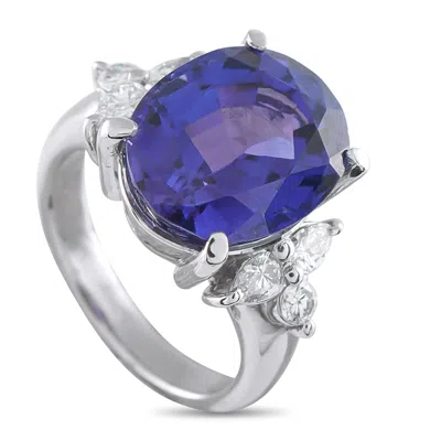 Lb Exclusive Platinum 0.56 Ct Diamond And 9.76 Ct Tanzanite Ring #5213 In Gray