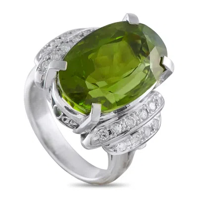 Lb Exclusive Platinum 0.56ct Diamond And Peridot Ring Mf21-052126 In Green