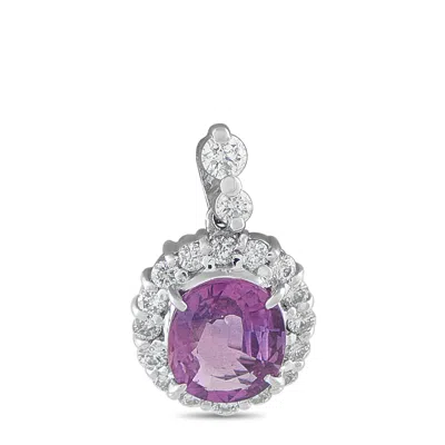 Lb Exclusive Platinum 0.56ct Diamond And Sapphire Pendant #5325 In Metallic