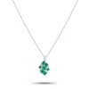 Lb Exclusive Platinum 0.57 Ct Diamond And 1.88 Ct Emerald Leaf Pendant Necklace Mf09-082225 In White