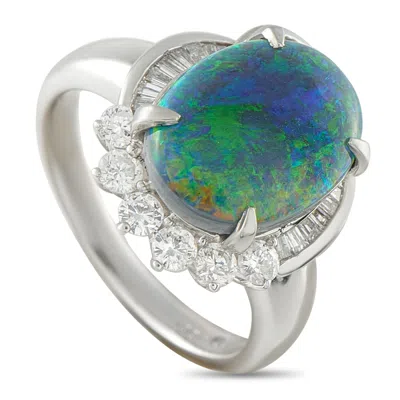 Lb Exclusive Platinum 0.57ct Diamond And Black Opal Ring Mf02-101725 In Metallic