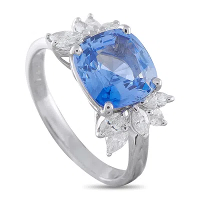 Lb Exclusive Platinum 0.57ct Diamond And Sapphire Ring Mf09-052126 In Blue