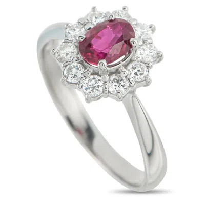 Lb Exclusive Platinum 0.58ct Diamond And Ruby Ring Mf36-110425 In Metallic