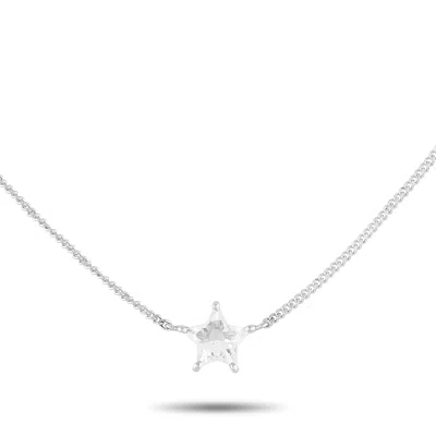 Lb Exclusive Platinum 0.59 Ct Diamond Star Pendant Necklace Mf19-082225 In Metallic