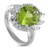 Lb Exclusive Platinum 0.60 Ct Diamond And 3.55 Ct Peridot Ring Mf05-073125 In Silver