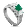 Lb Exclusive Platinum 0.60ct Diamond And Emerald Ring #5274 In Silver