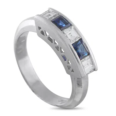 Lb Exclusive Platinum 0.61ct Diamond And Sapphire Five-stone Ring Mf10-123025 In Multi