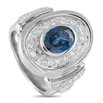 Lb Exclusive Platinum 0.61ct Diamond And Sapphire Ring Mf09-101725 In White