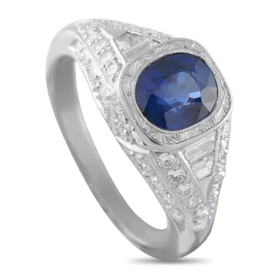 Lb Exclusive Platinum 0.62ct Diamond And Sapphire Ring Mf32-050726 In Transparent