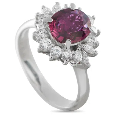 Lb Exclusive Platinum 0.63ct Diamond And Ruby Ring Mf16-122925 In Metallic
