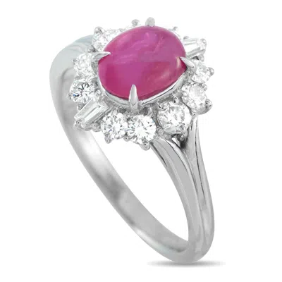 Lb Exclusive Platinum 0.63ct Diamond And Ruby Ring Mf45-110425 In Metallic