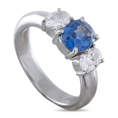 Lb Exclusive Platinum 0.63ct Diamond And Sapphire Ring Mf04-041326 In Metallic