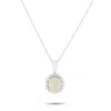 Lb Exclusive Platinum 0.65 Ct Diamond And 2.71 Ct Opal Oval Sunburst Pendant Necklace Mf37-082225 In Metallic