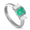 Lb Exclusive Platinum 0.65ct Diamond And Emerald Ring #5211 In Brown