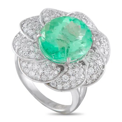 Lb Exclusive Platinum 0.65ct Diamond And Emerald Ring Mf41-050726 In White