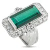 Lb Exclusive Platinum 0.65ct Diamond And Tourmaline Ring Mf42-110425 In Green