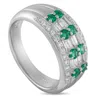 Lb Exclusive Platinum 0.66 Ct Diamond And 0.47 Ct Emerald Ring Mf19-110525 In Metallic