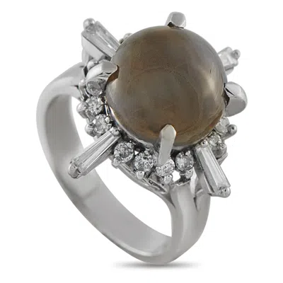 Lb Exclusive Platinum 0.66ct Diamond And Cats Eye Ring #5306 In Green