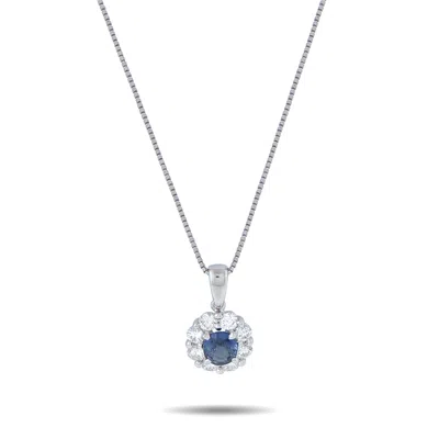 Lb Exclusive Platinum 0.66ct Diamond And Sapphire Pendant Necklace Mf15-041326 In White