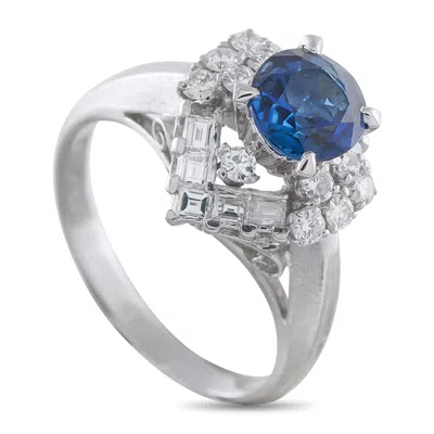 Lb Exclusive Platinum 0.66ct Diamond And Sapphire Ring Mf04-123025 In Multi