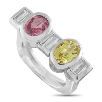 Lb Exclusive Platinum 0.66ct Diamond And Sapphire Ring Mf36-050726 In Transparent