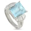 Lb Exclusive Platinum 0.68ct Diamond And Aquamarine Ring Mf01-092525 In Metallic
