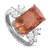 Lb Exclusive Platinum 0.68ct Diamond And Imperial Topaz Ring #5276 In Orange