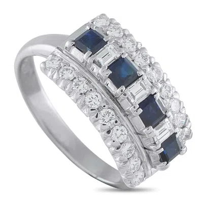 Lb Exclusive Platinum 0.69 Ct Diamond And 0.81 Ct Sapphire Ring Mf51-1016252 In Silver
