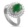 Lb Exclusive Platinum 0.69ct Diamond And Jade Ring Mf48-101725 In Metallic