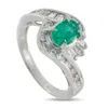 Lb Exclusive Platinum 0.70ct Diamond And Emerald Ring Mf05-110625 In Silver