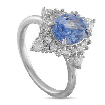 Lb Exclusive Platinum 0.70ct Diamond And Sapphire Ring #5305 In Blue