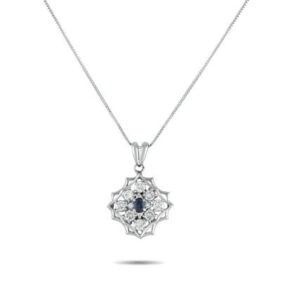 Lb Exclusive Platinum 0.71ct Diamond And Alexandrite Pendant Necklace Mf22-082125 In Metallic