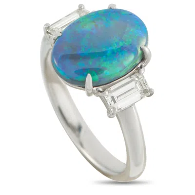 Lb Exclusive Platinum 0.71ct Diamond And Opal Ring Mf11-052126 In Blue