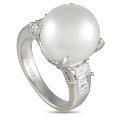 Lb Exclusive Platinum 0.71ct Diamond And Pearl Ring Mf11-022125 In White