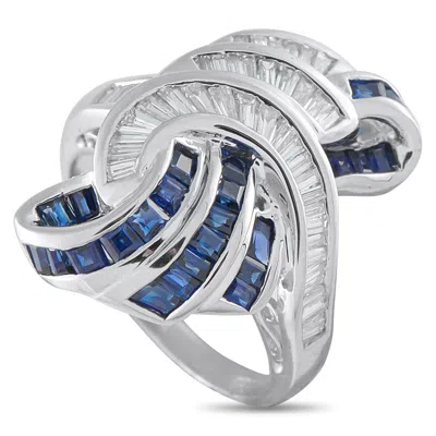 Lb Exclusive Platinum 0.74 Ct Diamond And 1.32 Ct Sapphire Ring Mf27-101625 In Metallic