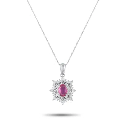 Lb Exclusive Platinum 0.75ct Diamond And Ruby Pendant Necklace Mf01-11/04/25 In Metallic