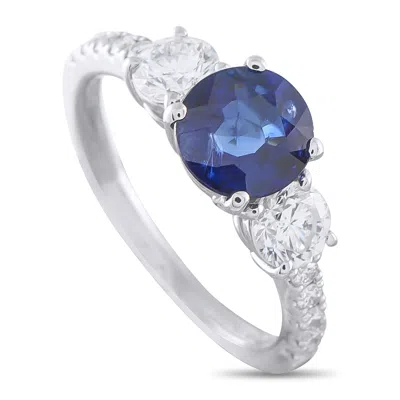 Lb Exclusive Platinum 0.77ct Diamond And Sapphire Ring Mf22-052126 In Silver