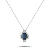 Lb Exclusive Platinum 0.43 Ct Diamond And 2.85 Ct Sapphire Round Pendant Necklace Mf02-061625 In Silver
