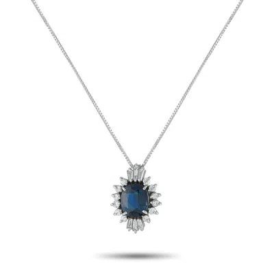 Lb Exclusive Platinum 0.79 Ct Diamond And 2.27 Ct Sapphire Necklace Mf41-082225 In White
