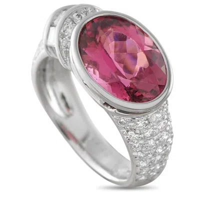 Lb Exclusive Platinum 0.79ct Diamond And Rubellite Ring Mf01-041426 In Brown