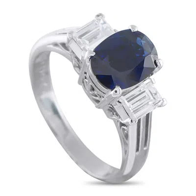 Lb Exclusive Platinum 0.79ct Diamond And Sapphire Ring Mf01-052126 In Multi