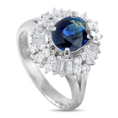 Lb Exclusive Platinum 0.82 Ct Diamond And 1.62 Ct Sapphire Ring Mf26-101625 In Metallic